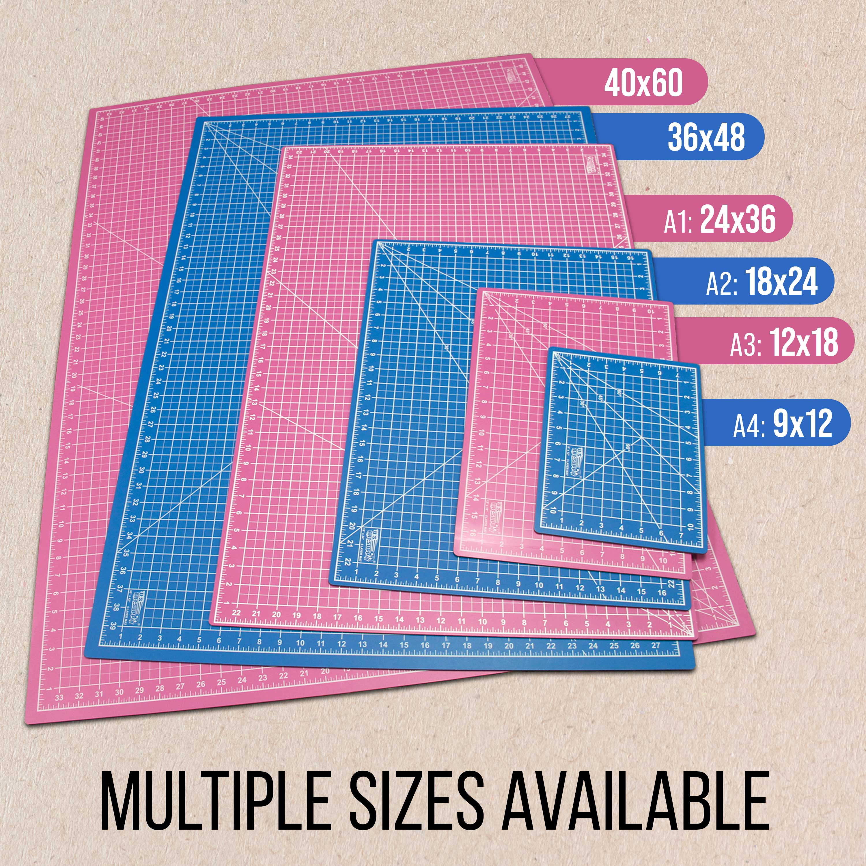 U.S. Art Supply 9" x 12" Self-Healing Cutting Mat 5-Ply - Double-Sided Pink/Blue Craft Mat, Non-Slip Cutting Mats for Crafts, Sewing, Quilting, Scrapbooking