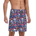 thumbnail image 2 of Fotbe Skull Daisy Pajama Shorts for Men, Men's Pajama Bottoms, Sleepwear,Short Pajama Pants-4X-Large, 2 of 9