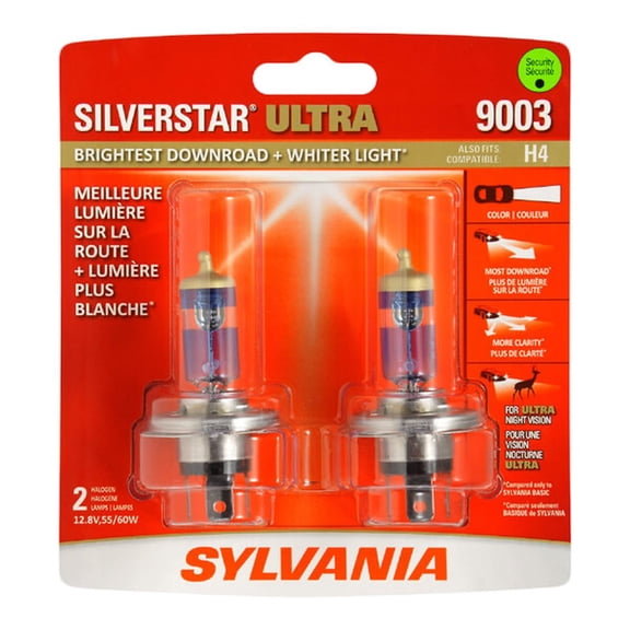 Sylvania 9003 SilverStar ULTRA Halogen Headlight Bulb (2 Pack)