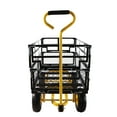 thumbnail image 6 of Gzxs Large Steel Multifunctional Garden Cart with 4 Detachable Double Side Plates, 600LBS Load 4-Wheeled Trailer can be Used in Farms, Warehouses （Black+Yellow）, 6 of 8