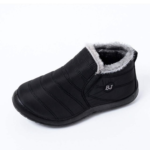 Botines de nieve XDSDGY para mujer, forrados de piel, impermeables, negros 10.5