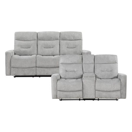 Lexicon Lyndon 2-Piece Chenille Sofa Set in Gray