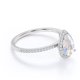 thumbnail image 3 of JeenMata Anillo de Compromiso de 1 Quilate con Halo de Moissanita y Piedra Lunar Azul en Forma de Lágrima en Oro Blanco de 18 K sobre Plata, 3 of 6