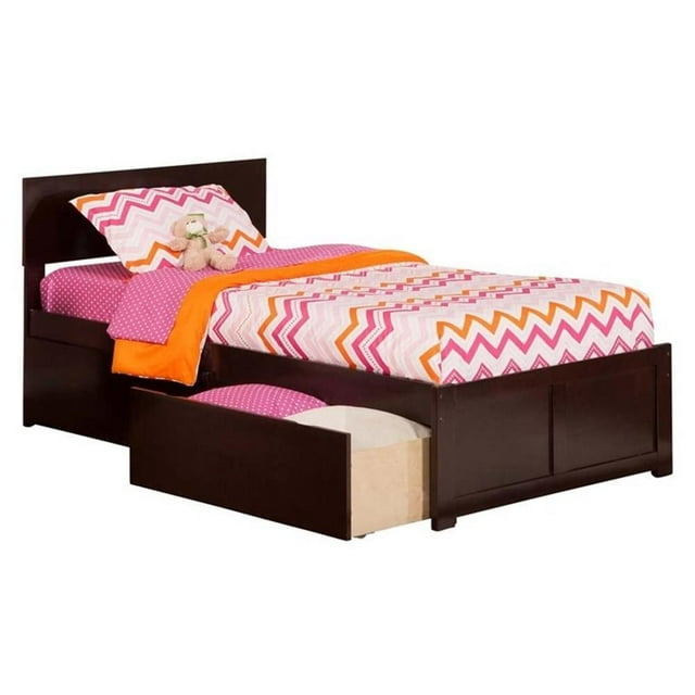 Leo & Lacey Lit Plateforme avec Rangement Simple TG, Couleur Espresso