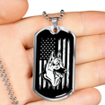 thumbnail image 2 of German Shepherd US Flag Necklace Stainless Steel or 18k Gold Dog Tag 24" Chain, 2 of 8