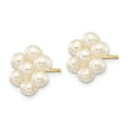 thumbnail image 2 of 14k 3-4mm White Egg Freshwater Cultured Pearl Flower Earrings in 14k Yellow Gold, 2 of 3