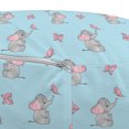 thumbnail image 2 of Cartoon Pouf Cover with Zipper, Funny Elephants Playing and Butterflies Repetitive Pattern, Soft Decorative Fabric Unstuffed Case, 30" W X 17.3" L, Pale Blue Pearl Pale Pink, by Ambesonne, 2 of 3