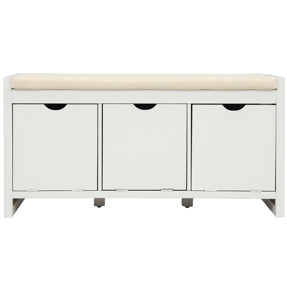 Lowestbest Home Classic Solid Pine Storage Bench, 3-Cube Organizer Storage Bench with Removable Cushion for Living Room, White Lowestbest Home Classic Solid Pine Storage Bench, 3-Cube Organizer Storage Bench with Removable Cushion for Living Room, White