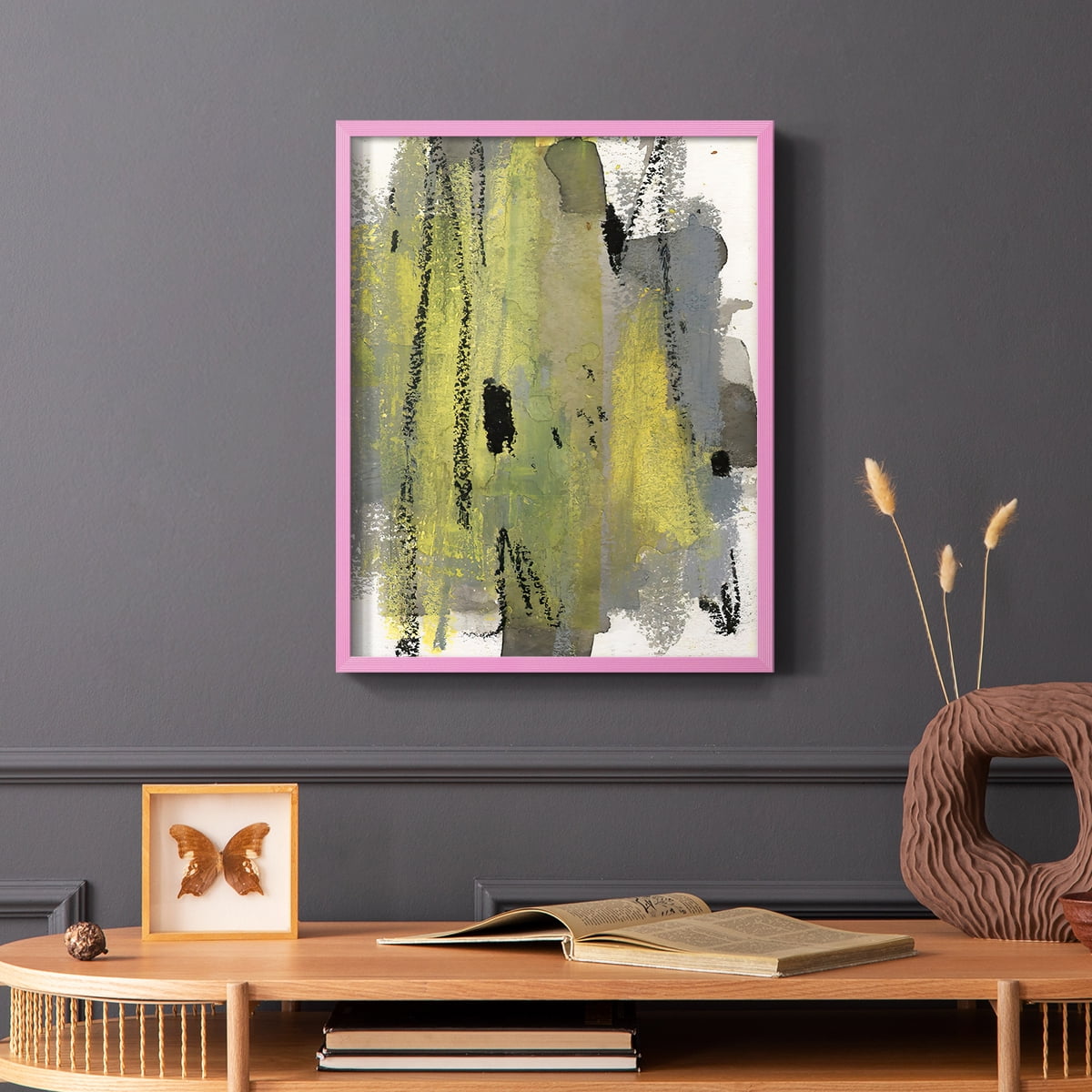Loft Pastel I Framed Print in Pink Solid Wood Framed Print No Nail Hanging