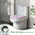 thumbnail image 4 of COEQINE Toilet Lid Dust Cover 2 Piece Set, Elastic Bottom Universal Easy Installation Toilet Cover Set for Indoor Decoration, Daisy Floral Rainbow Colors, 4 of 7