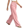 thumbnail image 6 of hlysgo Womens Wide Leg Palazzo Pants High Waisted Casual Lounge Pants 2026 Beach Vacation Outfits Trousers with Pockets Pink,2xL, 6 of 6