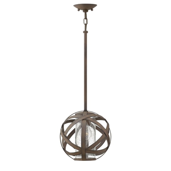 1 Light Small Outdoor Pendant In Transitional-Industrial Style 10 Inches Wide By 10.5 Inches High-Vintage Iron Finish Hinkley Lighting 29707Vi