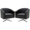 thumbnail image 2 of AVAWING Swivel Accent Chair Set of 2 Leather Club Chair Adult Mid-Century Chair, Black, 2 of 6
