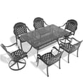 thumbnail image 2 of Black Aluminum Outdoor Dining Set with Swivel Chairs, 7-Piece All-Weather Patio Table and Chair Ensemble, 2 of 10