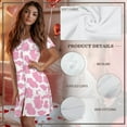thumbnail image 5 of FKELYI Pink Cow Print Summer Nightgowns Women's Sleepwear Dress Button Down Pajama Dress Soft Comfy Crew Neck Sleep Dress Skin-Friendly House Dress for Lounging, 2XL, 5 of 6
