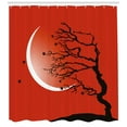 thumbnail image 3 of Ambesonne Nature Shower Curtain, Digital Scene Tree Moon, 69"Wx84"L, Red Black White, 3 of 3