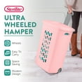 thumbnail image 4 of Sterilite Ultra Wheeled Hamper, Laundry Basket with Lid and Handle, Pink Frost, 3 Pack, 4 of 12