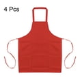 thumbnail image 3 of Unique Bargains 4pcs Kitchen Cooking Aprons 75x65cm Polyester Artist Painting Apron with 2 Pockets for Women Men Chef, Red, 3 of 5