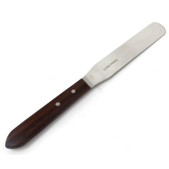 Stainless Steel Spatula Kitchen Utensil Chefs Knives Baking Tool - 5" Polished Blade, Wood Handle