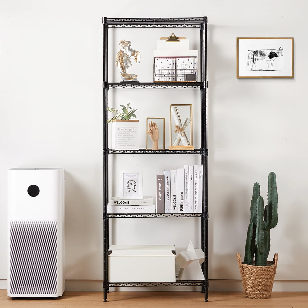 5 tier black utility wire shelving unit 14x24x63in