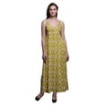 thumbnail image 1 of Bimba Robe Longue Chic Imprimée pour Femmes Feuilles Bohème Été Maxi Tenue de Plage-Moyen, 1 of 6