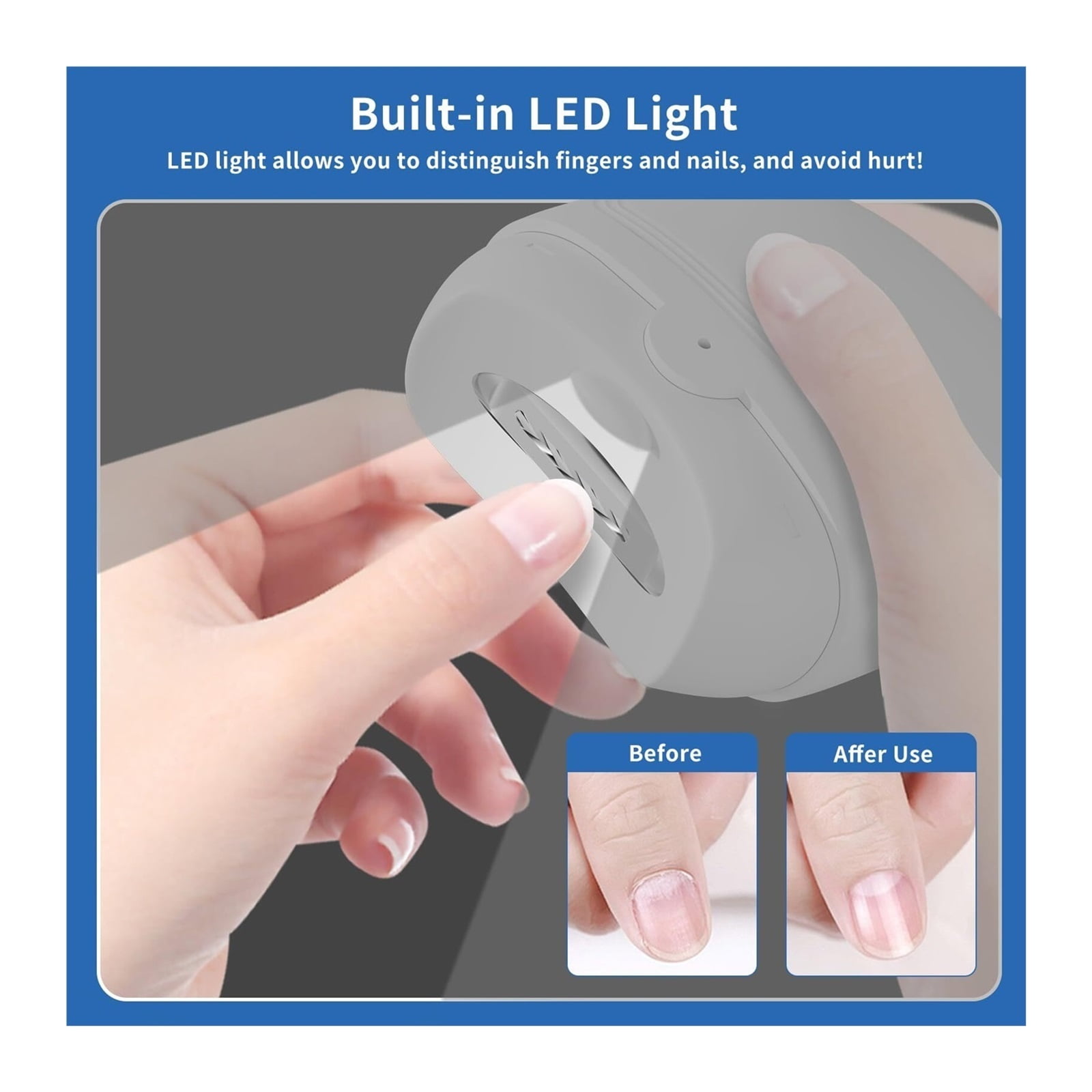 Electric Nail Clipper, 2 Speeds Automatic Electric Nail Trimmer for Adults Seniors Baby Children with LED Light, Rechargeable Electric Nail Clippers for Men Women Kids, Electric Finger Toe Nail Cutter