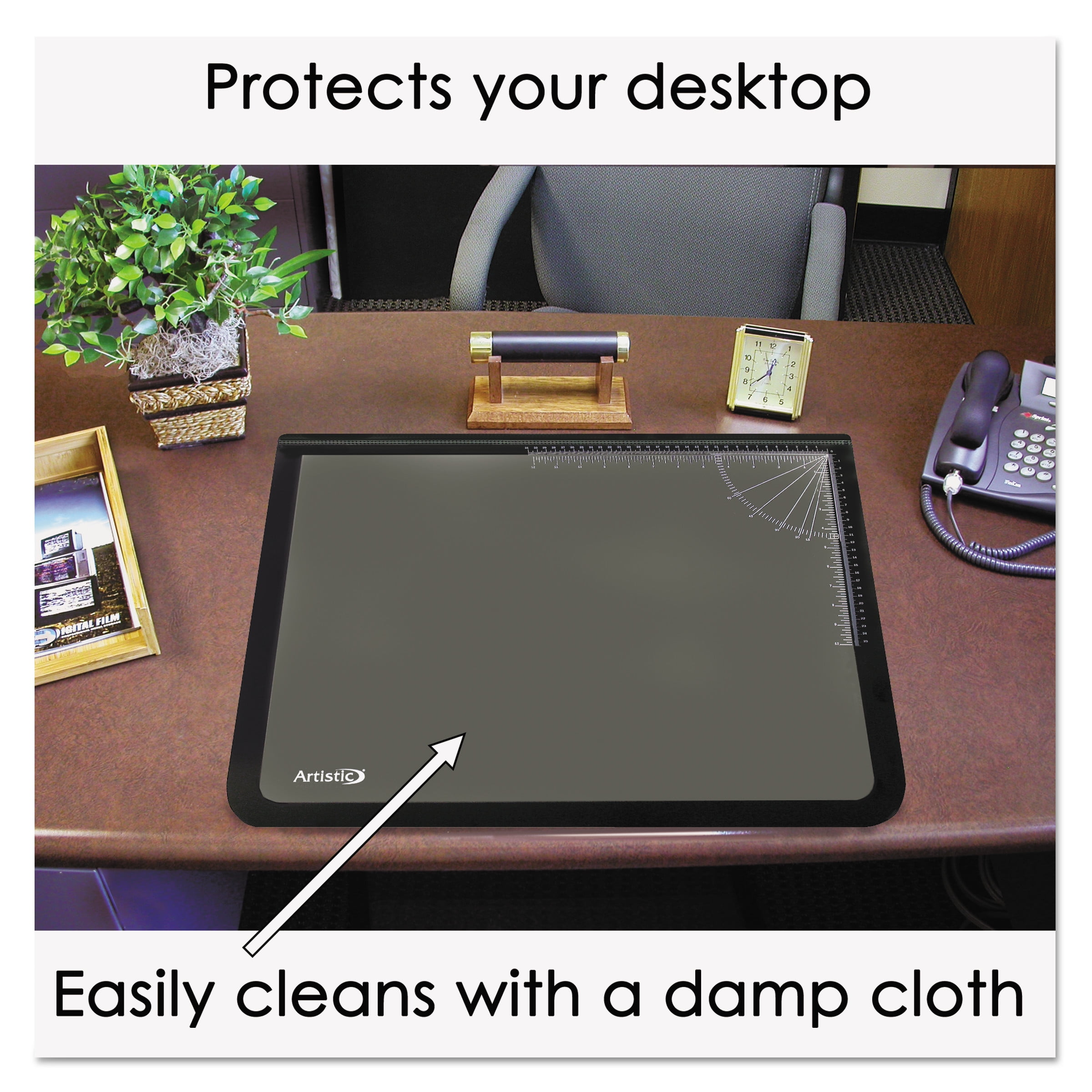 Artistic Lift-top Pad Desktop Organizer With Clear Overlay, 22 X 17, Black