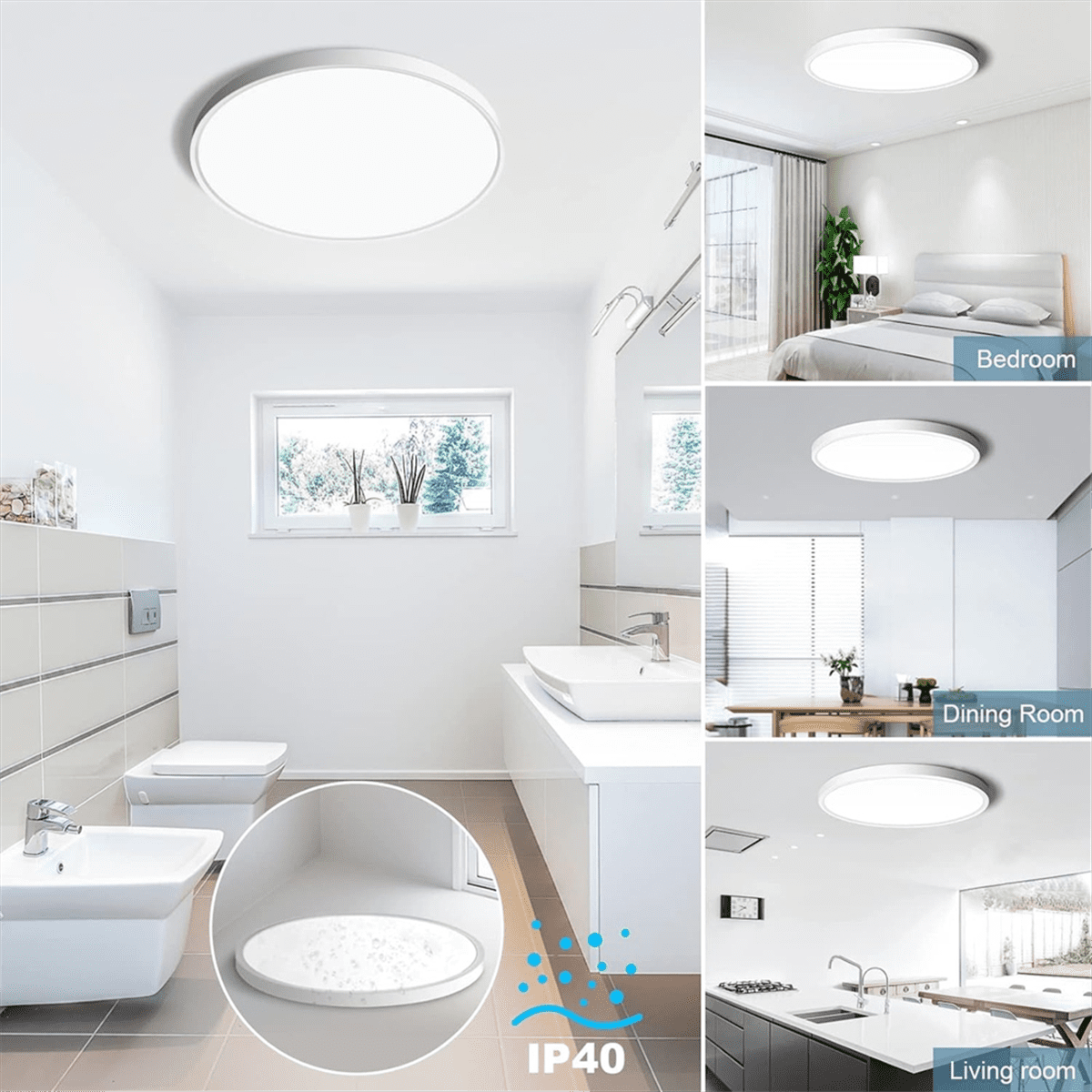 12 Inch LED Flush Mount Ceiling Light Fixture 24W Flat Modern Round Lighting Fixture for Kitchens,Stairwells, Bedrooms C