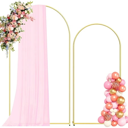 KiddiTouch 2 Pack Arch Backdrop Stand for Parties (7.2FT/6FT), Metal Background Balloons Arches Stand Gold Door Frame for Baby Showers, Wedding, Birthday Party Decoration