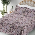 thumbnail image 3 of Ambesonne Floral Fitted & Flat Sheet with Shams 4 Pcs Set, Iris Flowers Watercolor Art, Queen, Eggplant Dried Rose, 3 of 5