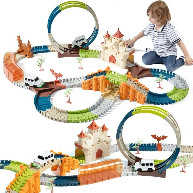 Juguete para pista de carreras TUMAMA Magic Castle con 202 piezas para niños de 3 a 7 años