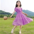 thumbnail image 6 of Dresses for Girls Sizes 11-12 Years Kids Neck Short Sleeves Casual Soild Maxi Fit & Flare Comfortabl Breathable Delicate Daily Purple Sundress, 6 of 7