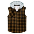 thumbnail image 3 of Juesizh Sleeveless Shirts for Men Plus Size Hooded Button Vest Casual Fashion Plaid Print Patchwork Tank Tops, M-3XL, 3 of 5