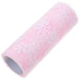 thumbnail image 4 of Rollo de tul navideño con copos de nieve de 15 cm y 10 yardas, cinta de organza brillante con copos de nieve para decoración navideña, envoltura de regalos y decoración de fiestas (rosa), 4 of 5