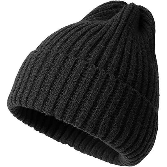 GRNSHTS Women‘s Knitted Beanie Winter Thick Solid Beanie Hats for Women Men Unisex Warm Cuffed Skull Cap (Black)