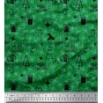 thumbnail image 1 of Soimoi Green Cotton Cambric Fabric Snowflake,Ornament & Tree Christmas Fabric Prints By Yard 56 Inch Wide, 1 of 3