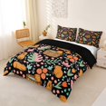 thumbnail image 3 of Erosebridal Animal Capybara Duvet Cover Set For Boys Girls,Chic Floral Flowers Leaves Bedding Full For Kids Teens,3-Piece,No Comforter,Black Reversible, 3 of 6