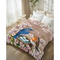thumbnail image 3 of Flannel Fleece Throw Blanket Spring Cherry Flower Bird Lightweight Soft Plush Blankets,Rustic Floral Retro Wood Board Cozy Warm Throw Blanket for Couch Sofa Bed Car Office 40x50in, 3 of 9