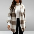 thumbnail image 2 of Womens'Autumn and Winter Fashion Plaid Jackets Plus Size Coat Long Sleeve Plaid Faux Shearling Oversized Jacket, 2 of 8
