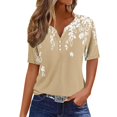 thumbnail image 2 of SDNall Femmes Mode Imprimé Manches Courtes Blouse Col Rond Casual Tops, 2 of 9
