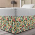 thumbnail image 1 of Floral Bed Skirt, Spring Ornamental Flower Blossoms in Warm Tones with Small Buds and Leaves, Elastic Bedskirt Dust Ruffle Wrap Around for Bedding Decor, 4 Sizes, Ivory and Multicolor, by Ambesonne, 1 of 2