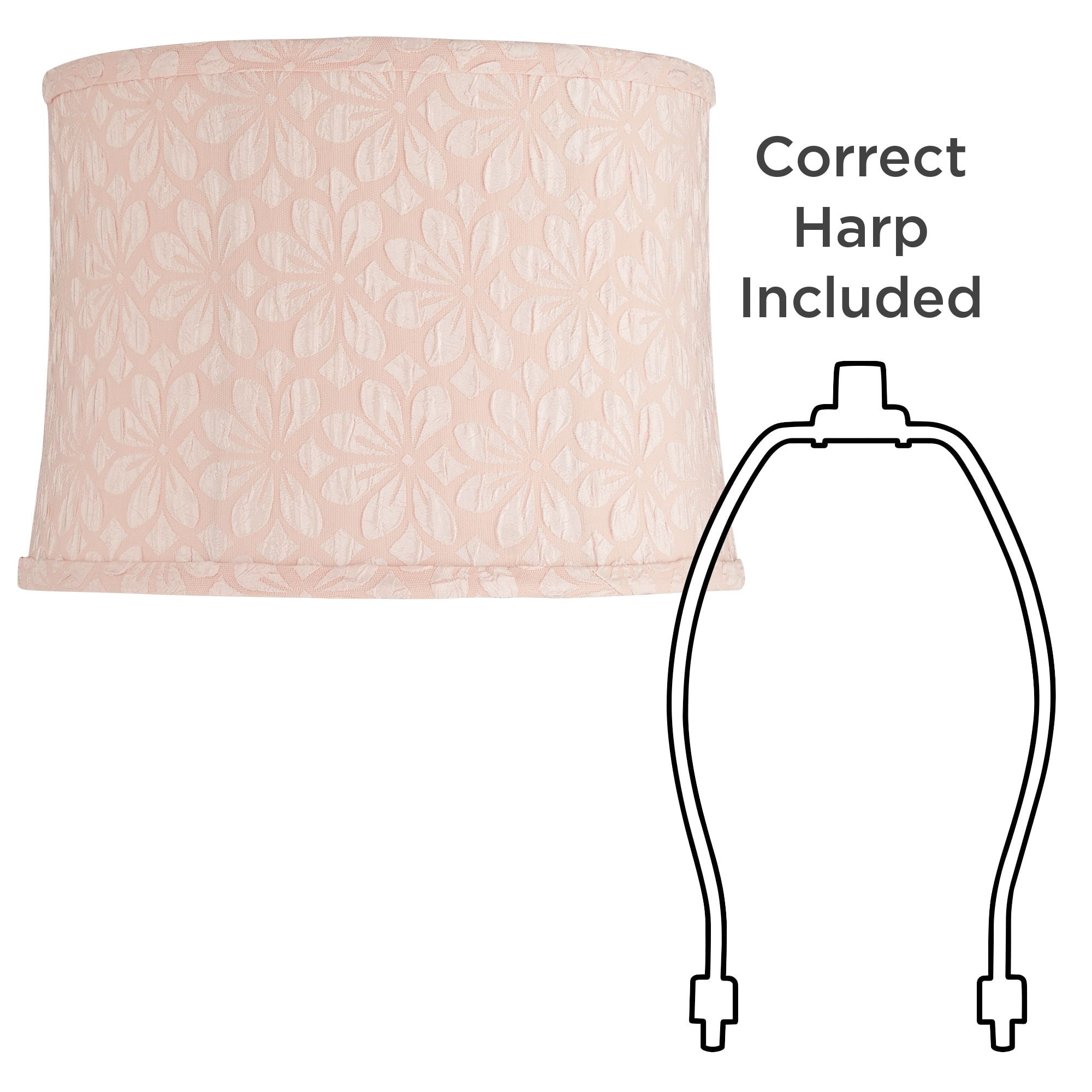 Springcrest 13" Top x 14" Bottom x 10" High x 10" Slant Print Lamp Shade Replacement Seno Pink Drum Softback Washer Harp Finial