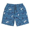 thumbnail image 3 of Uemuo Sharks on White Blue Striped Pattern Men's Swim Trunks Hawaiian Beach Bathing Suit Swimsuits Beach Quick-Dry Shorts with Pockets-Small, 3 of 9
