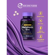 Melatonin 12 mg | 300 Tablets for Men and Women | Berry Flavor | by Carlyle