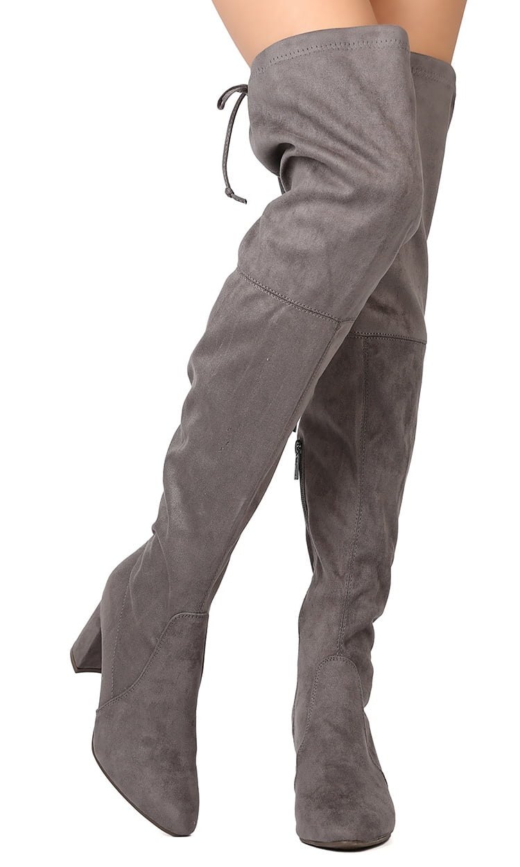 drawstring thigh high boots