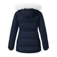 thumbnail image 3 of Wantdo Women's Plus Size Winter Parka Waterproof Padded Jacket Thickened Winter Coat with Removable Hood Navy XL, 3 of 13