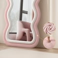 thumbnail image 6 of Nefoso Wavy Full Length Mirror, Freestanding Floor Mirror with Stand, 65"x24" Wall Mounted Mirror for Bedroom,Beige and Pink, 6 of 9