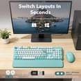 thumbnail image 3 of Wireless Keyboard and Mouse Combo, Retro Round Keycaps, Full Size with Detachable Wrist Rest, 2.4G for PC Mac Windows, Dark Blue, 3 of 9