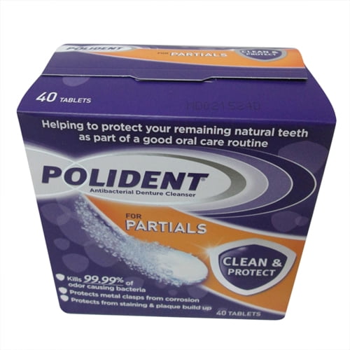 Polident Partials Antibacterial Denture Cleanser, Partials 40 Ea