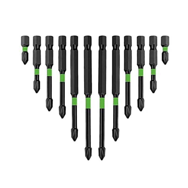 2023New Screwdriver Bit Set, 12Pcs S2 Driver Drilling Work Set, Strong Head Bits for Power Screwdriver Impact Drill,1set * torx bit set,Green & Black